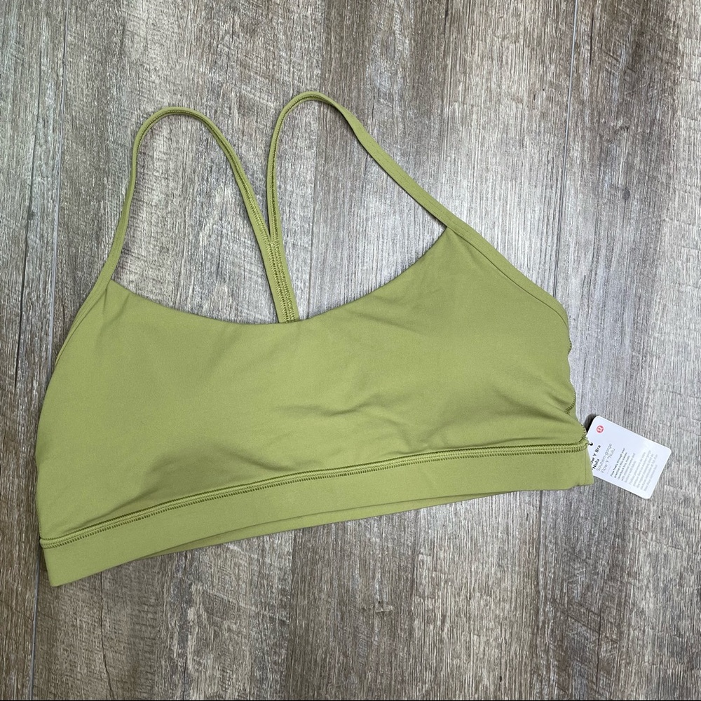 lululemon Bronze Green Flow Y Bra Nulu NEW Size 14 - Picture 2 of 9